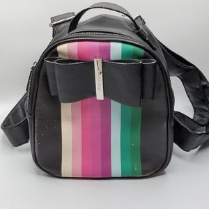 Betsey Johnson mini striped backpack with bow detail